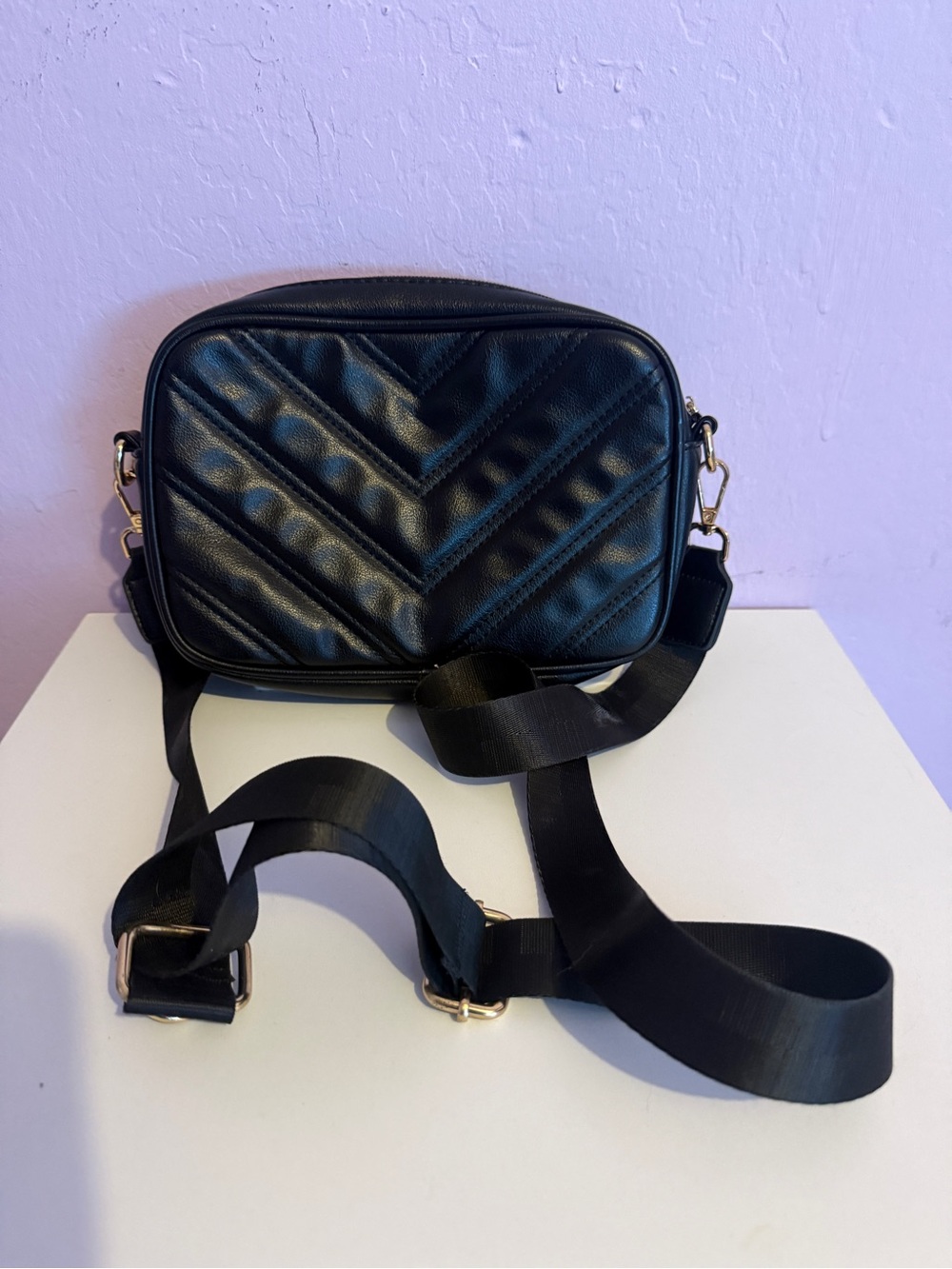 Black Quilted Crossbody Bag
